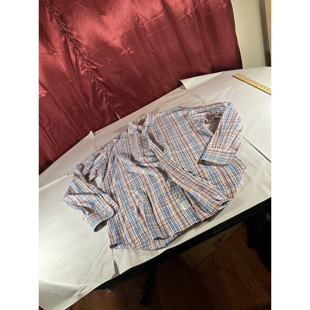 Peter Millar Shirt Adult Large Orange Multicolor Tartan Plaid Button Down Men's - Picture 3 of 12